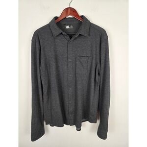 VRST‎ Textured Knit Gray Herringbone Long Sleeve Button Down Shirt Casual Large